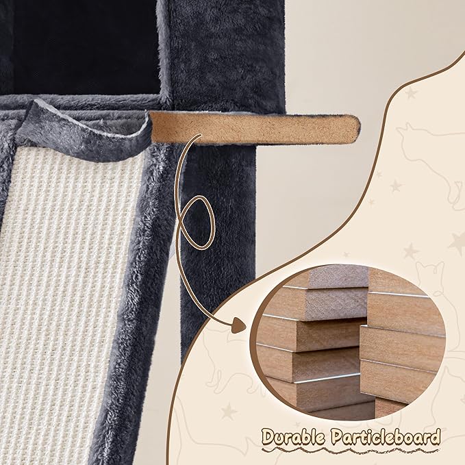 Yaheetech 63.5in Multi-Level Cat Tree Tower Condo with Scratching Posts, Platform & Hammock, Cat Activity Center Play Furniture for Kittens, Cats, and Pets