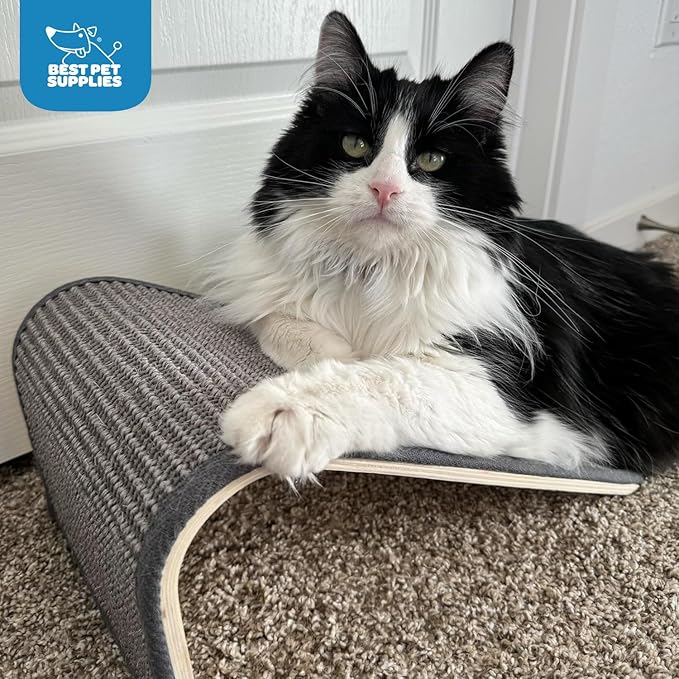 Best Pet Supplies Catify Sloped Sisal Cat Scratchers for Indoor Cats, Climbing Ramp Fun and Interactive Indoor Play, Supports Natural Pet Behaviors, Heavy Duty - Cream