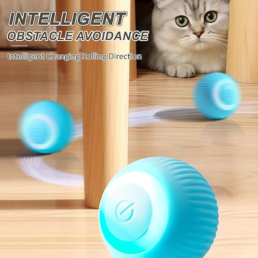 Interactive Cat Ball Toy, Intelligent Cat Toys with LED Lights, Automatic Moving Rolling Ball for Indoor Kitten, Kitten Automatic Toy
