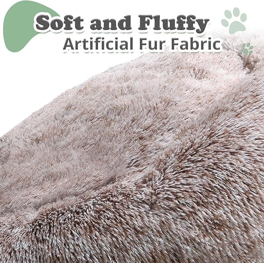 JOLLYVOGUE Dog & Cat Bed, Calming Anti-Anxiety Pet Bed for Small Dogs, Fluffy Donut Cushion for Small and Medium Pets (20")