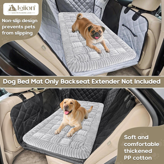 Dog Car Bed Mat, Non-Slip Backseat Extender Pet Blanket, Plaid Dog Bed for Trucks, Sedans & Large SUVs, Chew-Resistant Travel Pad for Dogs, Easy Clean & Scratch-Proof & Comfort(56"x28.7" Light Gray