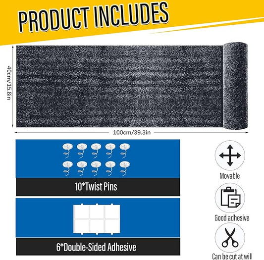 Cat Scratch Couch Furniture Protector, Adhesive Cat Scratch Pad Deterrent for Furniture, DIY Climbing Scratcher for Indoor Cats (Dark Grey, 39.3x15.8 in)
