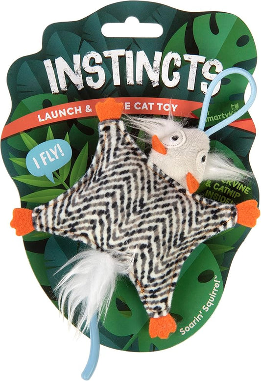 SmartyKat Instincts HappyNip Soarin' Squirrel Crinkle Launcher Plush Interactive Cat Toy, Contains Catnip & Silvervine - Multicolor, One Size