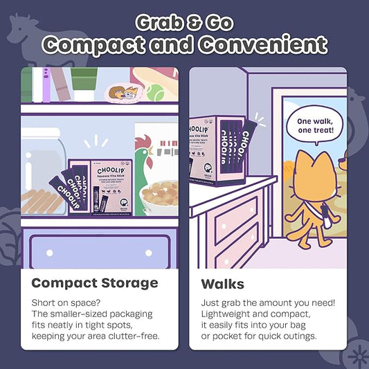 Grab & Go Squeeze Vita Stick Lickable Treats for Dogs & Cats. 49 Brain Support Sticks with Essential multivitamins. Soft and Tasty Paste for All Life Stages, Supporting Brain Health