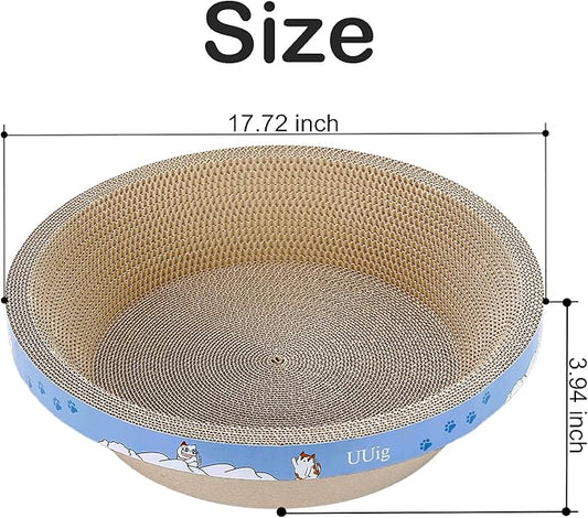 Cat Scratcher, 17.7x17.7 inches Cardboard Cat Scratchers for Indoor Cats, Large Cat Scratching Board, Round Bowl Cat Scratch Pad Bed with Catnip
