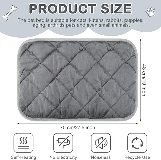4 Pack Self Heating Cat Pad Self Warming Dog Mat Reflects Body Heat Extra Warm Thermal Pet Pad Washable Dog Cat Bed Crate Bed Mat Blanket(Gray,19 x 27.5 Inch)