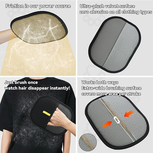 2 Pet Hair Removal Gloves, 2 Flea Combs for Cats and Dog,Reusable Electrostatic Gloves and Long & Short Flea Combs, 4 PCS pet hair removal tools