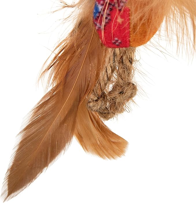 SmartyKat Instincts 2-Pack HappyNip Love Mates Feather Birds Plush Cat Toys, Contains Catnip & Silvervine - Orange/Green, 2-Pack