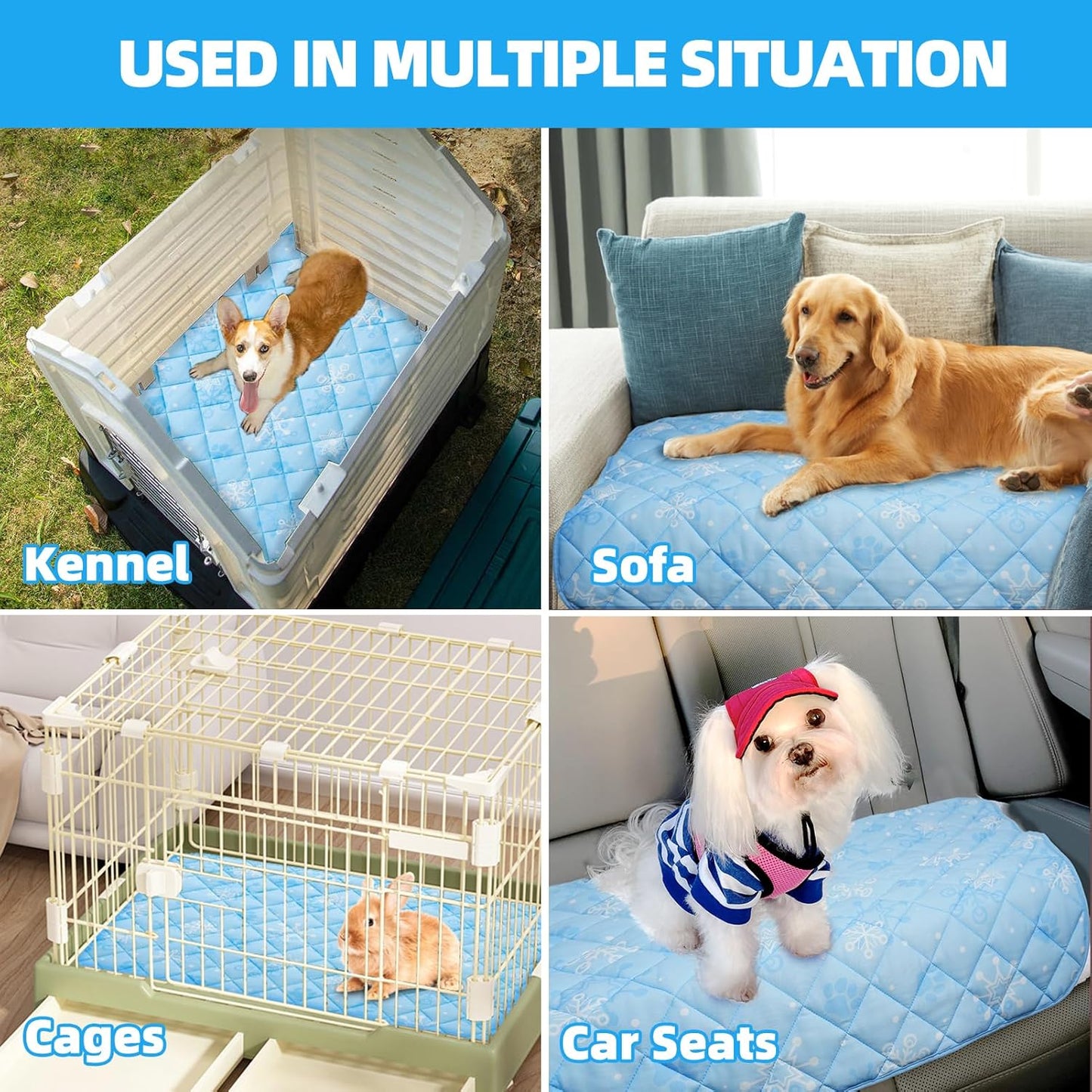 Homimp Dog Cooling Mat, 19.5" x 27.5" Thicken Self-Cooling Mat for Dog&Cat,Internal Waterproof& Endothermic,Washable Pet Ice Cool Pad Blanket,Pet Sleeping Pad for Indoor Outdoor in Summer, Non-Toxic