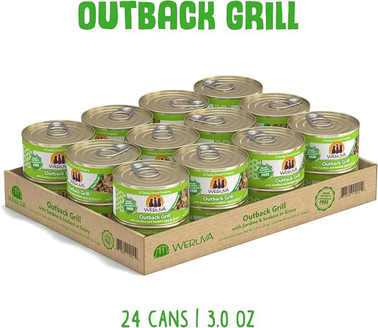 Weruva Classic Cat Food, Outback Grill with Sardine & Seabass in Gravy, 3oz Can (Pack of 24)