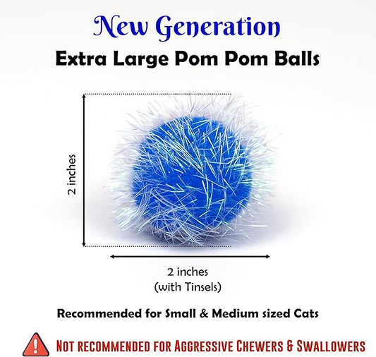 20 Pieces 2 inches Sparkle Pom Pom Balls for Cat - Interactive Glitter Balls, Multicolor, Best as Kitten Play Toys
