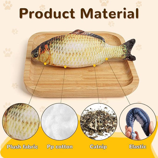 Catnip Toys 5 Pack - Simulation Fish Shape Realistic Fluffy Catnip Doll Interactive Pets Pillow Chew Bite Supplies for Cat Kitten Kitty