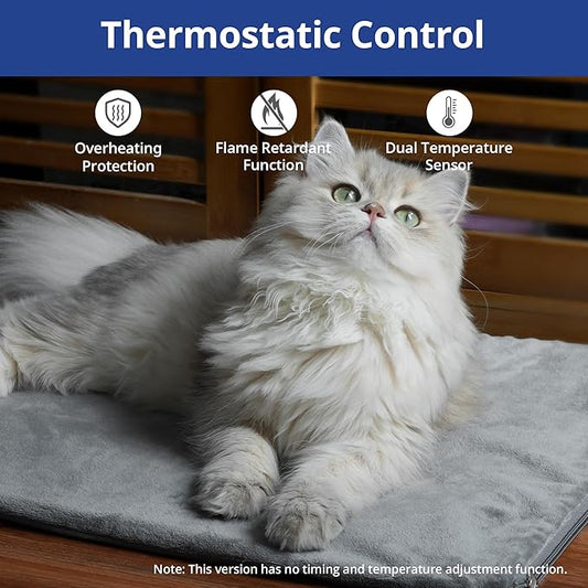 NICREW Pet Heating Pad for Dogs and Cats, Heated Cat Bed with Steel-Wrapped Cord and Soft Fleece Cover, 17.7 x 15.7 Inches, 30 Watts