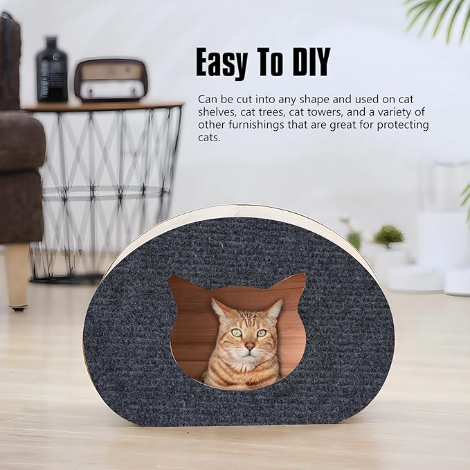 Cat Scratching Mat,Cat Scratch Furniture Protector, Trimmable Self-Adhesive Couch Protector,Carpet Replacement for Tree Shelves, Sofa and Scratching Post (78.7"x15.8",Dark Gray)