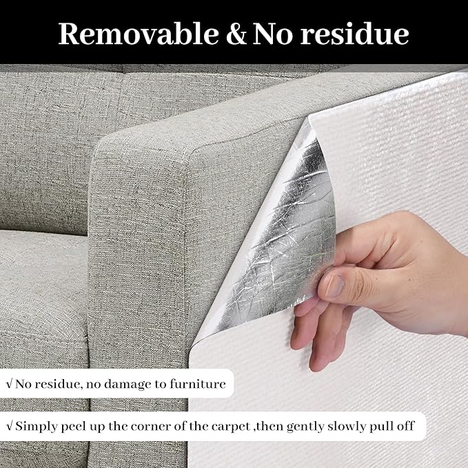 Uranshin Trimmable Cat Scratch Mat pad Self-Adhesive Cat Scratching Post Carpet Covered 78.7"x15.8" Cat Tree Shelves Replacement Parts cat Furniture Protector for Couch Wall (Beige)