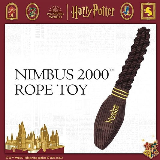 Harry Potter Nimbus 2000 Rope Pet Toy, 14 Inch | Rope Tug Toy for Dogs Nimbus 2000 | Dog Toy for Tugging with Crinkle and Squeaker