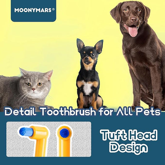 Cat Toothbrush Tuft Head, Small Dog & Puppy Tooth Brushing Kit, Mini Head Teeth Brush for Kitten & Tiny Pet, Doggy Toothbrushes Deep Dental Cleaning, 2 PCS - Orange