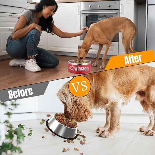 Custom Personalized Dog & Cat Bowls - Stainless Steel Non-Slip Water & Food Dishes - Easy to Clean, Dishwasher Safe - Small, Medium, Large Sizes (Red)