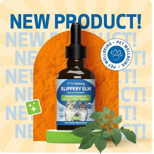 Pet Wellbeing Slippery Elm for Cats - Organic Herb, Supports Healthy Digestive Tract, Gut Lining, Throat Comfort, Lower Urinary Tract Health - Veterinarian-Formulated Herbal Supplement 2 oz (59 ml)