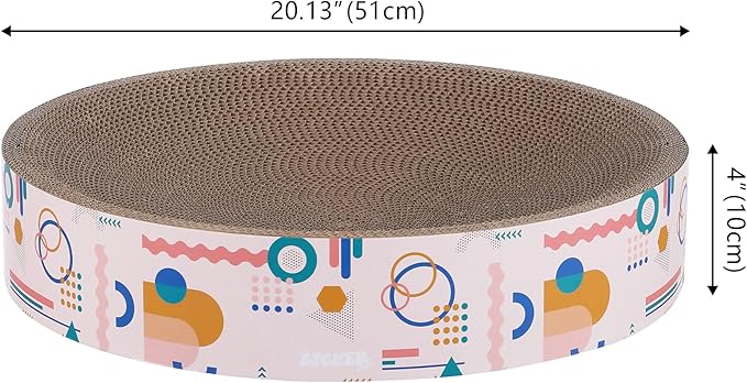 CSR1010A Nelson 20.13" Modern Cardboard Round Bowl Cat Scratcher with Catnip, Light Pink/Multi