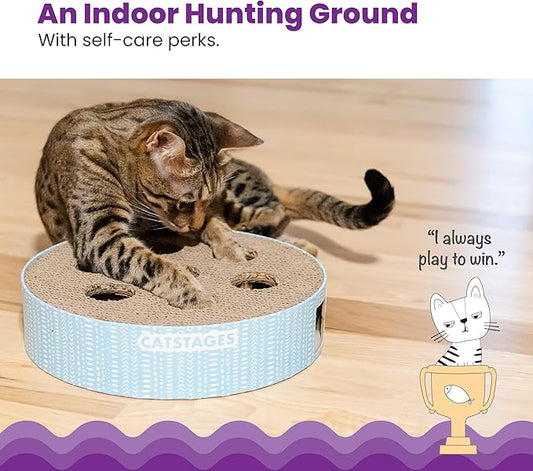 Catstages Scratch N' Hunt Interactive Cat Puzzle Toy with Scratcher Corrugate for Nail Care, Engages Hunting Instincts