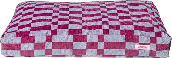 DBD3001C-L Mabel 41" x 25.5" Designer Modern Ultra Soft Reversible Plush Rectangular Pet Bed with Washable Cover, Blueberry Check