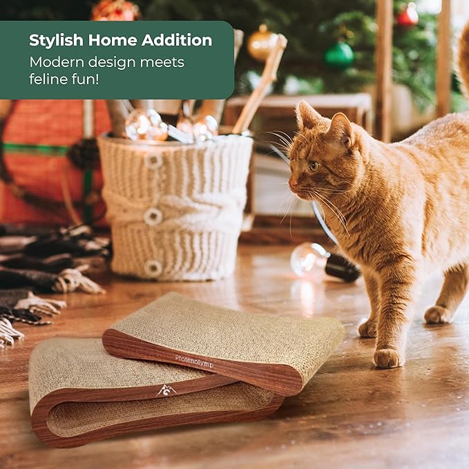 Premium Scratching Board/Scratch Lounge for Cats - Scratcher/Cat Scratching Pad - with Corrugated Board & Catnip - Cardboard Scratching Board