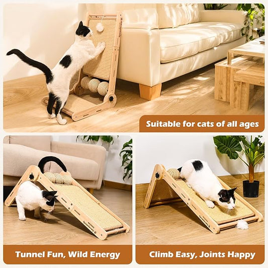 Adjustable Angle-Cat Scratcher, L Shape Cat Scratching Post,Cat Scratchers for Indoor Cats Scratch Pad with Natural Sisal,Cat Scratching Board Furniture Protector(27.5"X16.3"X6.3")