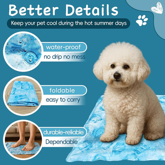 Cooling Pad for Large Dog,Instant Pet Cool Mat,Comfortable Cool Pet Mat for Cat.Portable Dog Bed for Summer. Suitable for Outdoor Summer Crate Pad.Long Time Cooling.Ice Brick(Size-XL 23.6 * 35.4in)