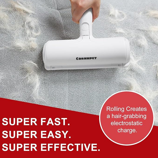 Pet Hair Removal Tool – Reusable Lint Roller for Dogs & Cats – Self-Cleaning Fur Remover Brush - Portable, Multi-Surface Fur Removal Tool - Reusable Double Sided Travel Brush