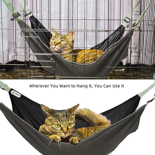 Cat Hammock for Cage - Washable Soft Outdoor Mat, Waterproof Cooling Pad for Cats (Large, Black)