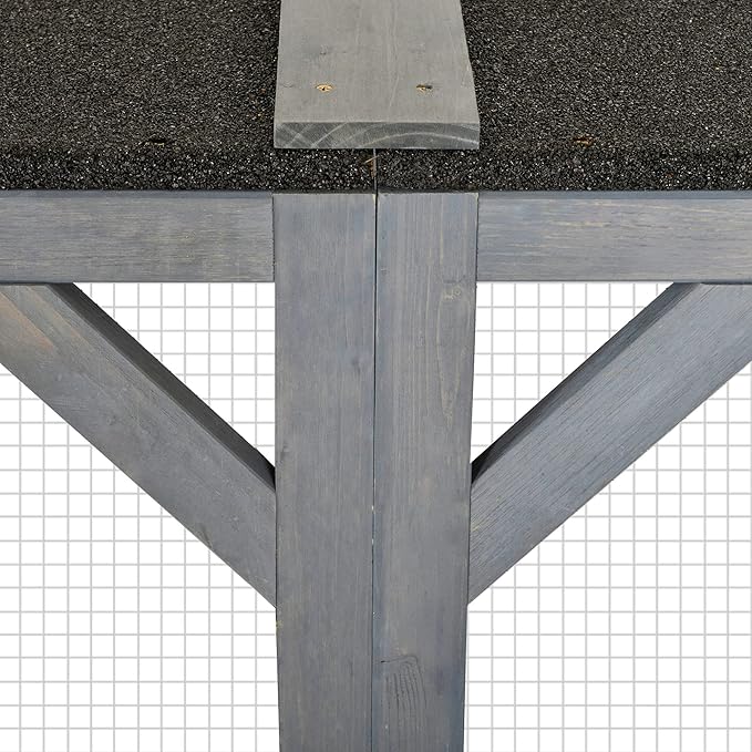 PawHut Outdoor Cat House - Wooden Feral Cat Shelter with Platforms, Large Entrance, Weather Protection Asphalt Roof, 71" L, Gray