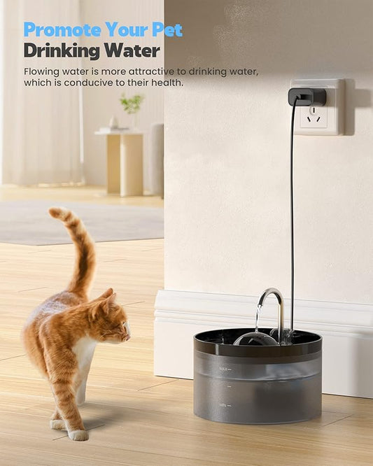 108oZ Cat Water Fountain, Pet Waterer Fountain with Ultra Silent Pump, Activated Carbon Filter Keep Water Fresh, Faucet Design, Anti Sputtering, Suit for All Kinds of Cat