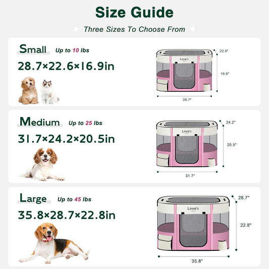 Love's cabin Pet Puppy Dog Playpen, Small Dog Tent Crates Cage Indoor/Outdoor, Portable Exercise Playpen for Cat, Foldable Pop Up Dog Kennel Playpen with Carring Case (S, Light Pink)