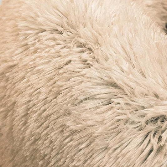 Best Friends by Sheri Original Calming Donut Dog and Cat Bed, Shag Faux Fur, Taupe, (36in x 36in) - Anxiety Relief for Pets Up to 100 lbs