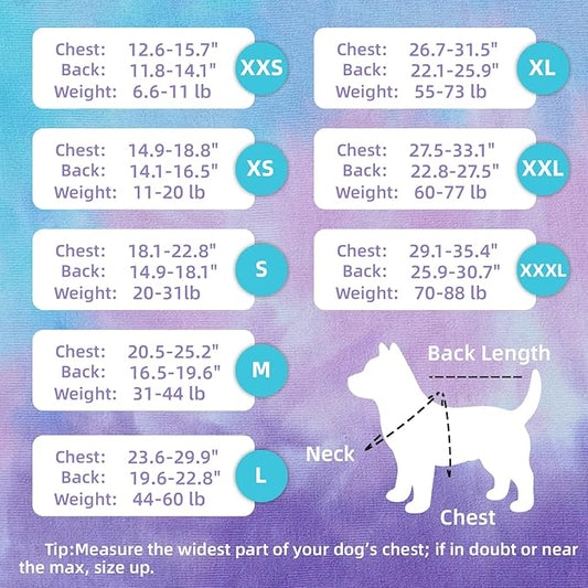 Breathable Dog Recovery Suit for Male/Female, Tie Dye Purple Dog Onesie for Abdominal Wounds, Cone E-Collar Alternative After Surgery to Anti-Licking, Professional Surgery Suit for Dogs Large