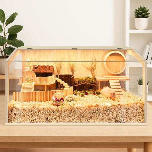 Hamster Cage Chewproof, Large Hamster Cages and Habitats, Openable Top with Acrylic Sheets, Solid Built