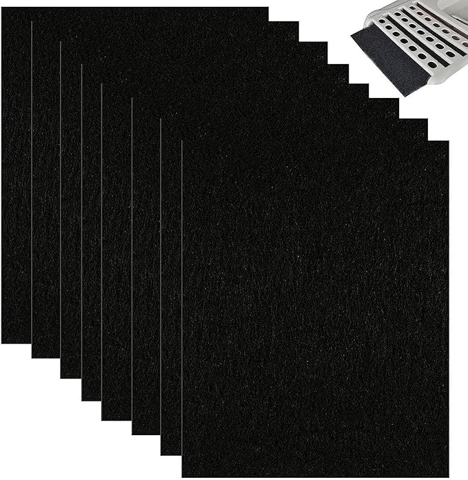 8 Pack Cat Litter Box Charcoal Filters for Van Ness Cat Litter Box, 4.4 x 6.5Inch Replacement Carbon Odor Filters for Pureness F6 Zeloite Air Filter, Black