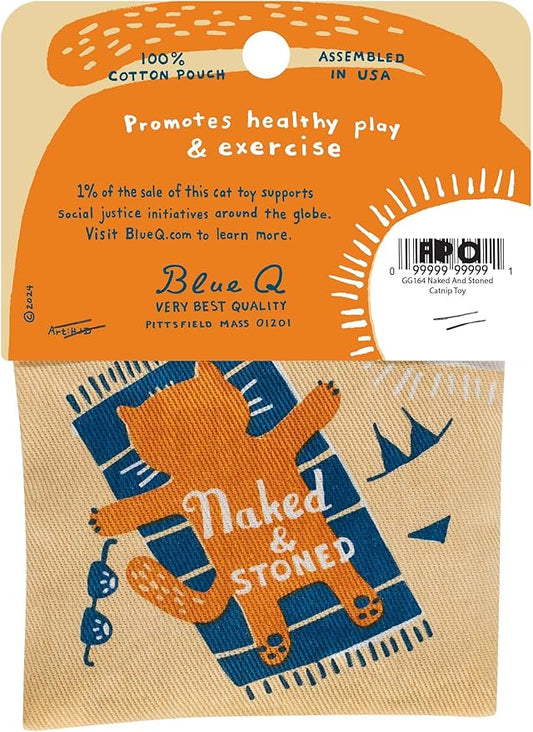 Blue Q Naked & Stoned Catnip Cat Toy. Premium Organic Catnip Grown in The USA, 100% Cotton Pouches, Kitty Graphics Sure to Delight Every Cat-Keeper.