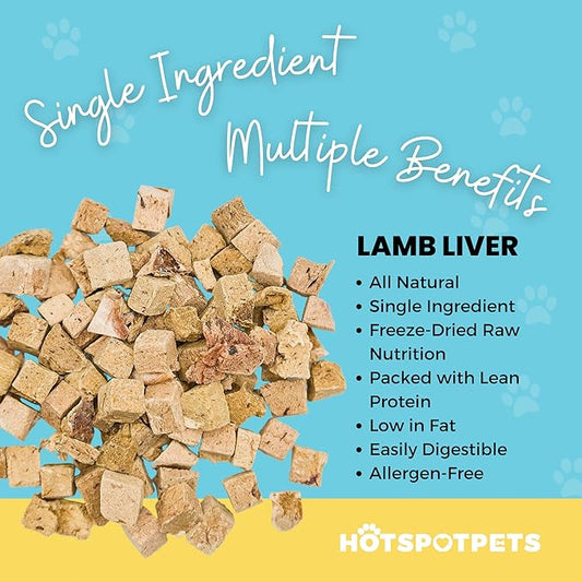 hotspot pets Lamb Liver Treats, 1LB Bag, All Natural Grain-Free Cat & Dog Training Topper Snack, Single Ingredient, Made in USA