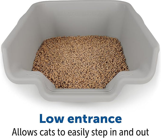KittyGoHere Senior Cat Litter Box 1 Pack, Jumbo Gray Low Entrance Kitty Litter Box, Sized for Cats Comfort, Perfect for Senior and Arthritic Cats, Made in USA