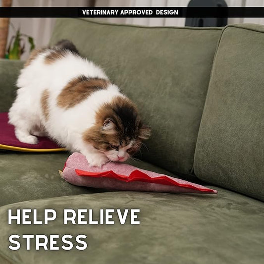 Large Cat Toy Dino, Catnip Matatabi Silvervine Filled Help Relief Stress Interactive Indoor Cat Kicker with Bell and Smell(Pink)