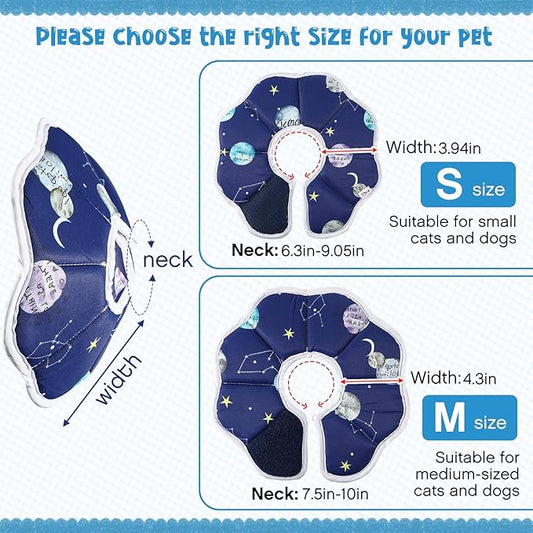 Sadnyy Cat Cone Collar Soft Adjustable Waterproof Protection to Stop Licking After Surgery Starry Sky Blue Comfortable Lightweight Collar for Pet Animal Kitten Dogs Rabbits Not Block Vision(Medium)