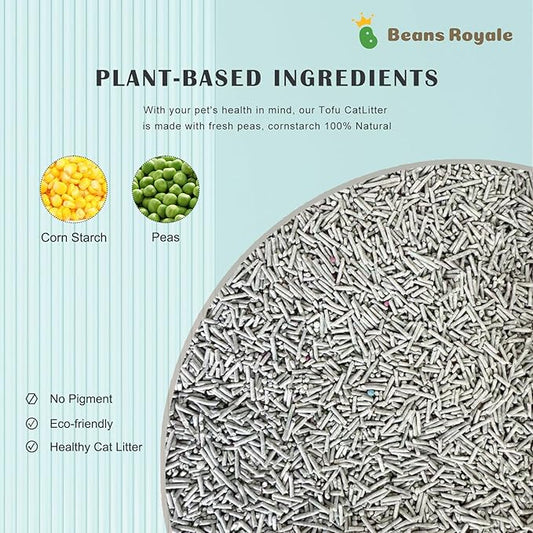 2pcs Pack (6L x 2) Tofu Cat Litter, Clumping Kitty Litter, Flushable,Pea Fiber,Dust Free, Odor Control, Low Tracking, Lightweight (Activated Carbon)