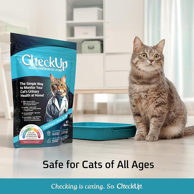 CheckUp Health Indicator Cat Litter – Color-Changing Non-Clumping Crystal Litter for Urinary Health Monitoring | Low Dust, Odor Control | 6lb Bag