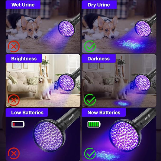 ESCO LITE UV Flashlight Black Light, 100 LED 395 nM Ultraviolet Flashlights UV Blacklight Detector for Dog Urine, Pet Stains and Bed Bug, Matching with Pet Odor Eliminator