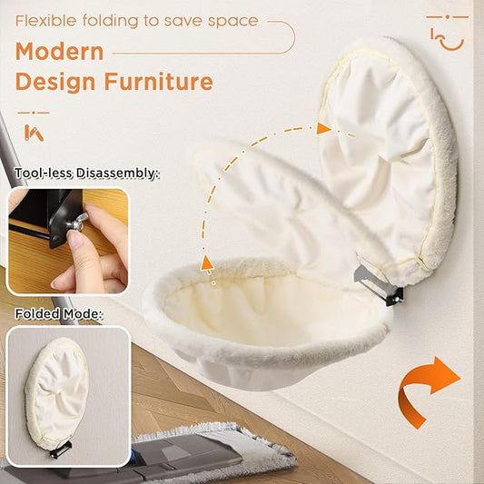 Cat Hammock Wall Mounted, Foldable & Stable Cat Beds- Breathable Cats Wall Shelves for Sleeping, Playing, Climbing, and Lounging - Maximum Hold Up to 30lb(Gray+Cream,Faux Rabbit Fur)