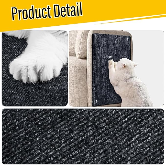 Cat Scratch Couch Furniture Protector, Adhesive Cat Scratch Pad Deterrent for Furniture, DIY Climbing Scratcher for Indoor Cats (Dark Grey, 39.3x15.8 in)