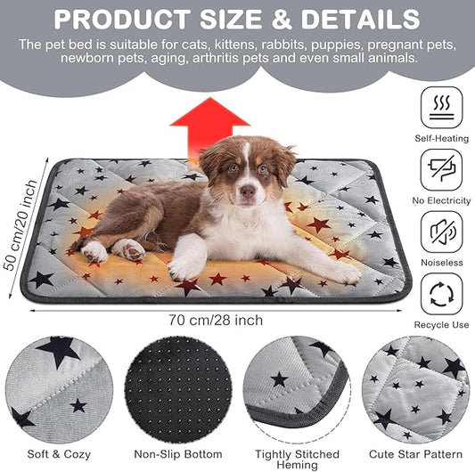 Namalu 4 Pack Self Warming Cat Bed Self Heating Cat Mat Star Pattern Soft Dog Crate Pad Thermal Pet Mat Anti Slip Kennel Washable Dog Warming Bed for Outdoor Indoor(20 x 27.5 Inch,Rectangle)