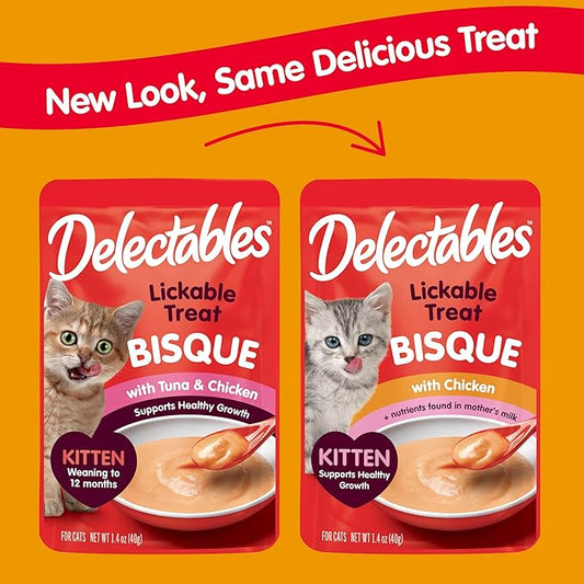 Delectables Bisque Kitten Lickable Wet Cat Treats - Tuna & Chicken (pack of 12) ( Packaging May Vary )